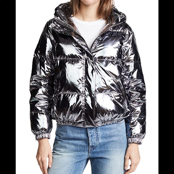 COPY - Alice + Olivia metallic long puffer coat - Picture 4 of 4